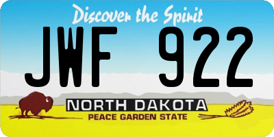 ND license plate JWF922