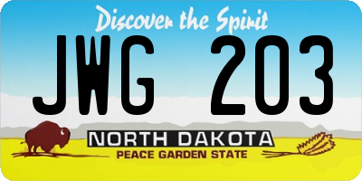 ND license plate JWG203