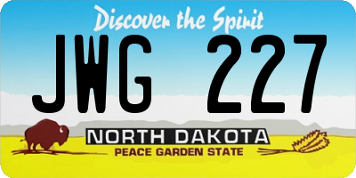 ND license plate JWG227