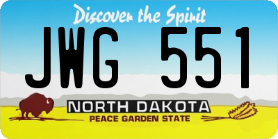 ND license plate JWG551