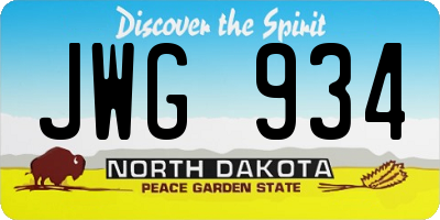 ND license plate JWG934