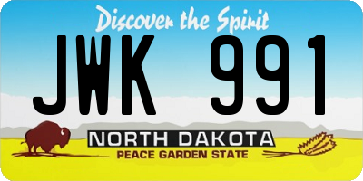 ND license plate JWK991