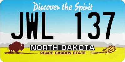 ND license plate JWL137