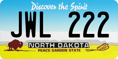 ND license plate JWL222