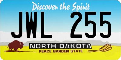 ND license plate JWL255