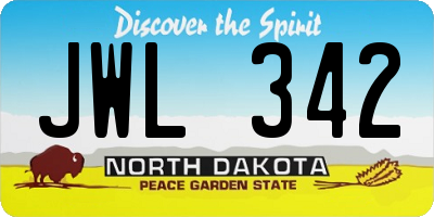 ND license plate JWL342