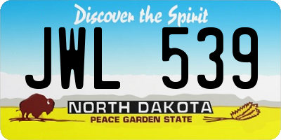 ND license plate JWL539