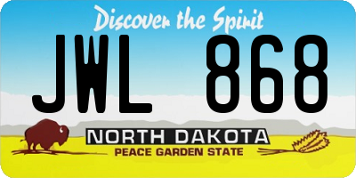 ND license plate JWL868