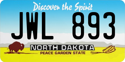 ND license plate JWL893