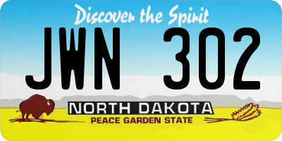 ND license plate JWN302