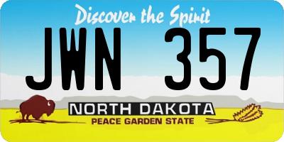 ND license plate JWN357