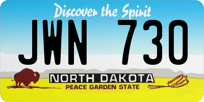 ND license plate JWN730
