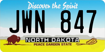 ND license plate JWN847