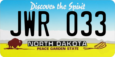ND license plate JWR033