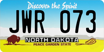ND license plate JWR073