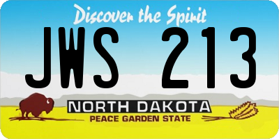 ND license plate JWS213