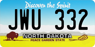 ND license plate JWU332
