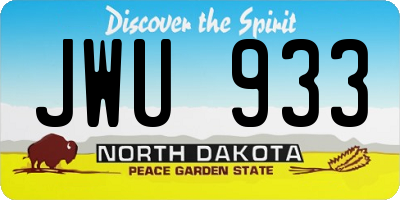 ND license plate JWU933
