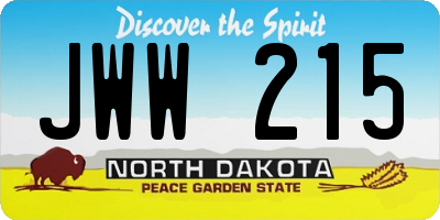 ND license plate JWW215