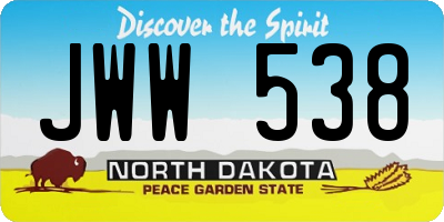 ND license plate JWW538