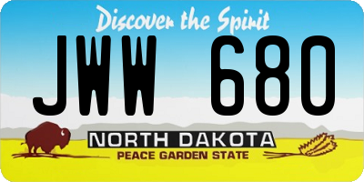 ND license plate JWW680