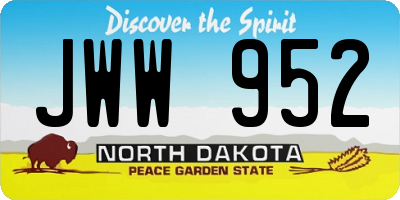 ND license plate JWW952