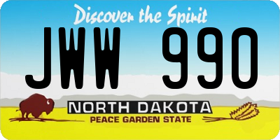 ND license plate JWW990
