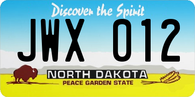 ND license plate JWX012