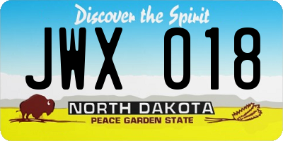 ND license plate JWX018