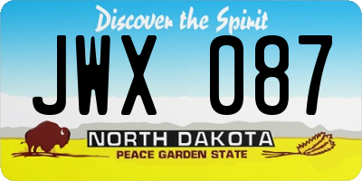 ND license plate JWX087