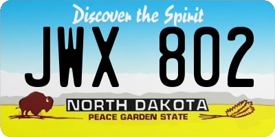 ND license plate JWX802