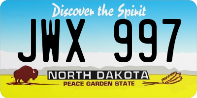 ND license plate JWX997