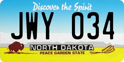 ND license plate JWY034