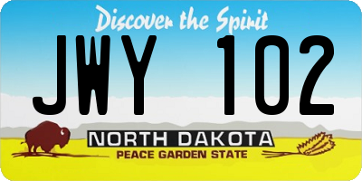 ND license plate JWY102