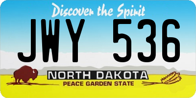 ND license plate JWY536