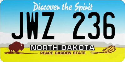 ND license plate JWZ236