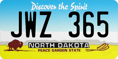 ND license plate JWZ365