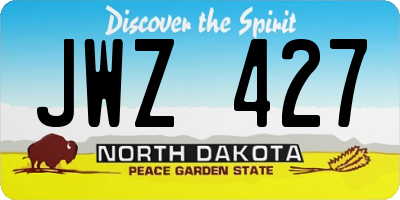 ND license plate JWZ427