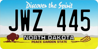 ND license plate JWZ445