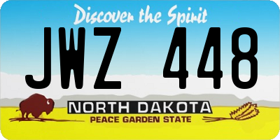 ND license plate JWZ448
