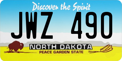 ND license plate JWZ490