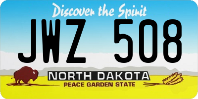 ND license plate JWZ508