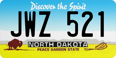 ND license plate JWZ521