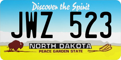 ND license plate JWZ523