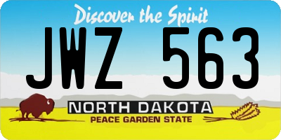 ND license plate JWZ563