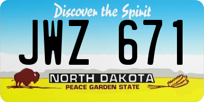 ND license plate JWZ671