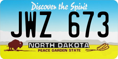 ND license plate JWZ673