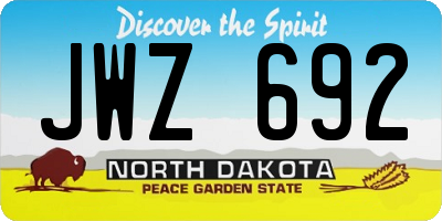 ND license plate JWZ692