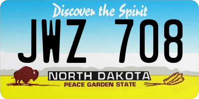 ND license plate JWZ708
