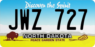 ND license plate JWZ727